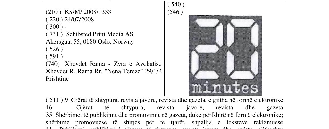 Zëri i markës 20 MINUTES-FIG. në buletin