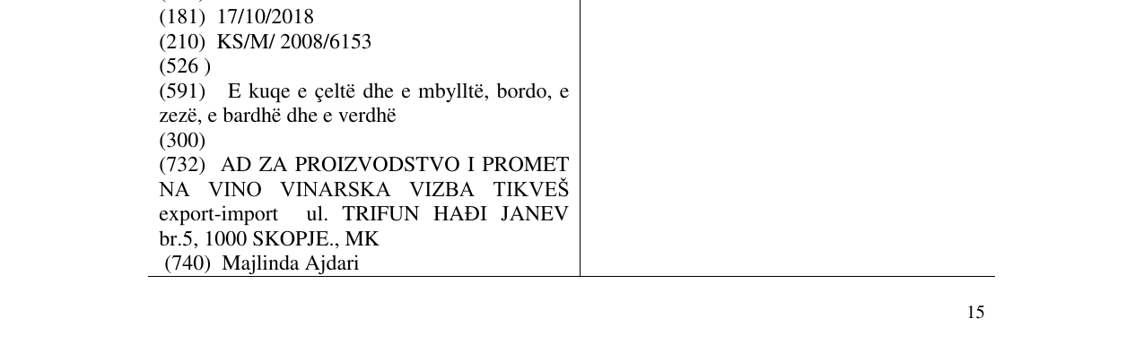 Zëri i markës MERLOT në buletin