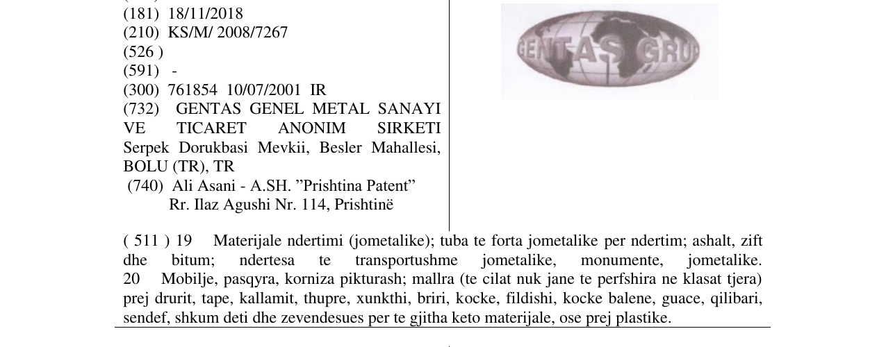 Zëri i markës GENTAS GRUP në buletin