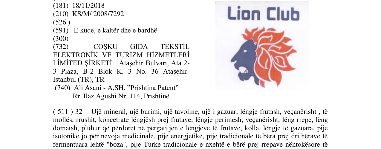 Zëri i markës Lion Club në buletin
