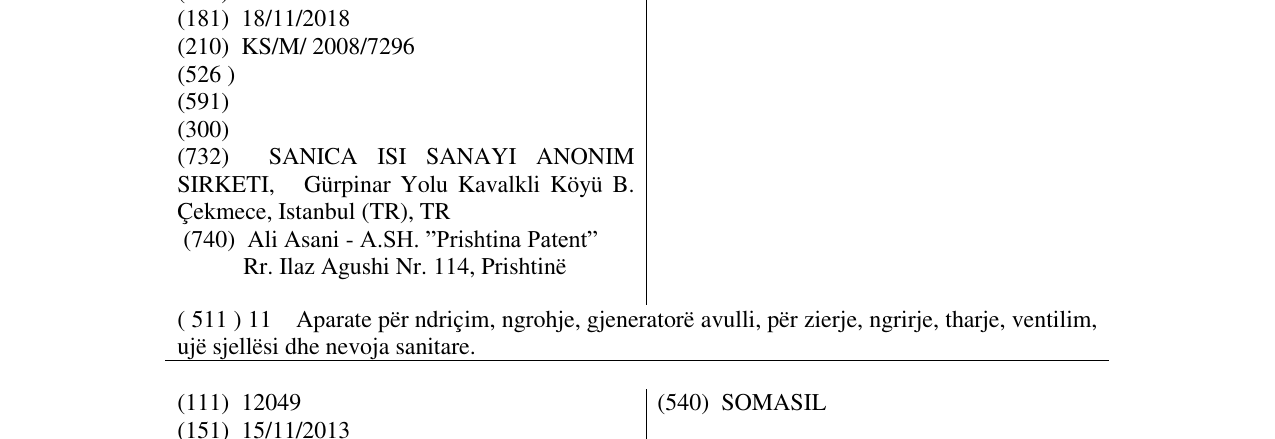 Zëri i markës SANICA në buletin