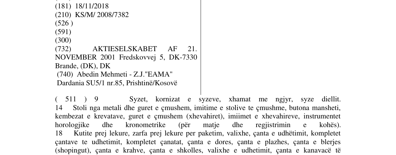 The entry of the trademark JACK & JONES in the bulletin