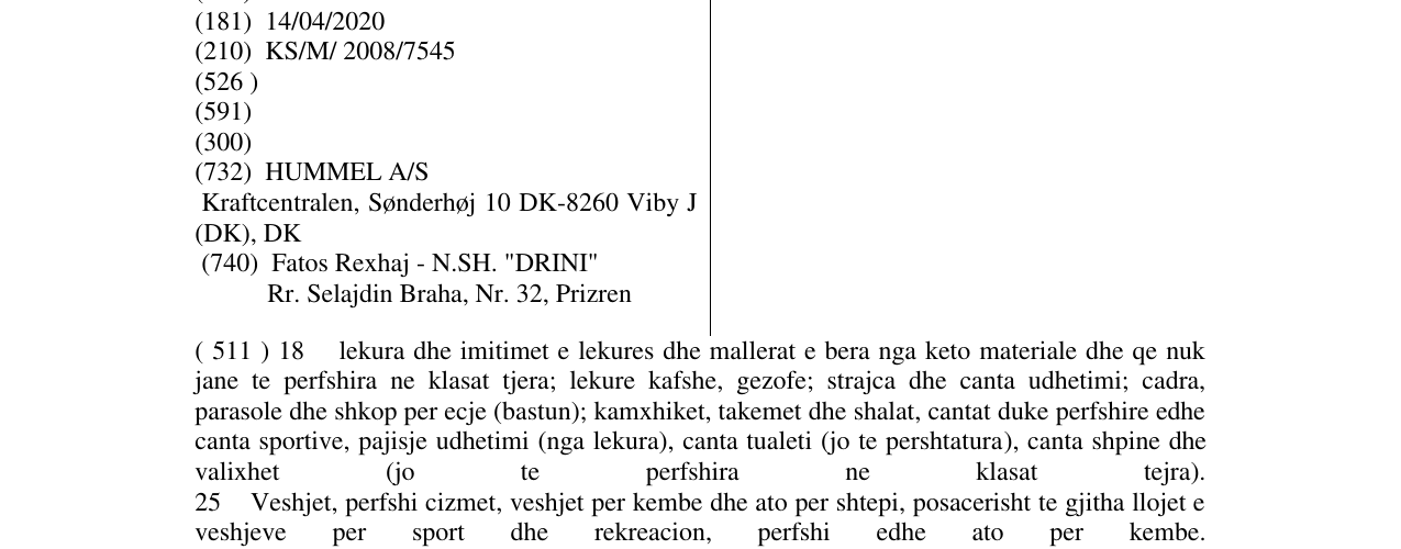 Zëri i markës HUMMEL në buletin