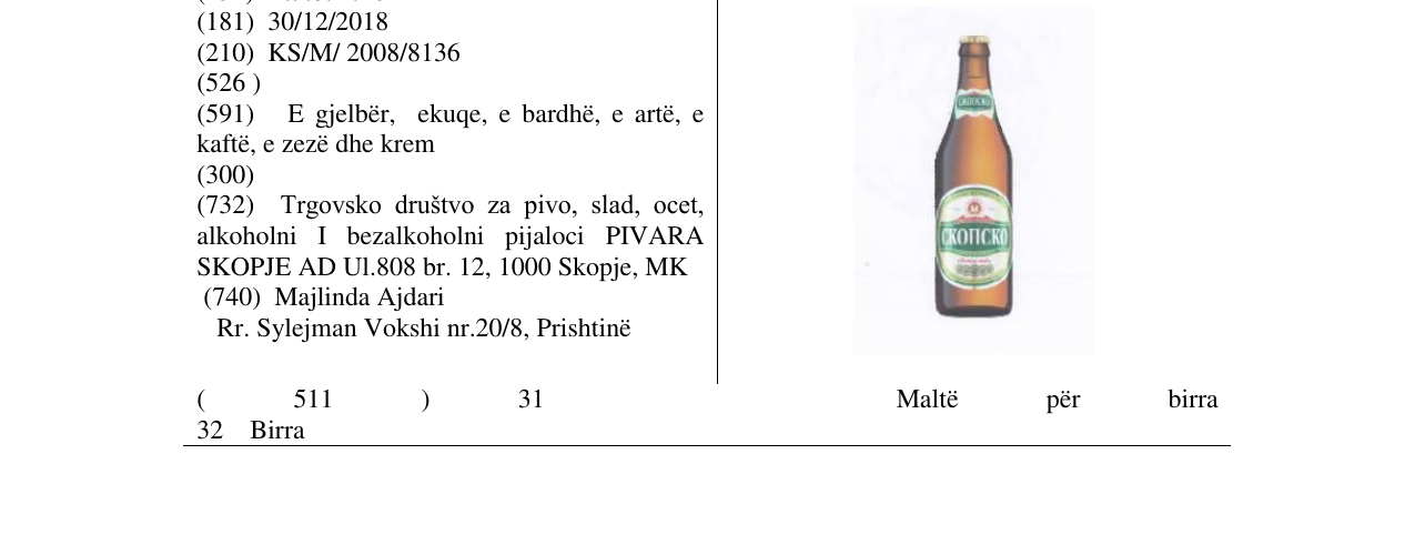 Zëri i markës CKO¿CKO në buletin