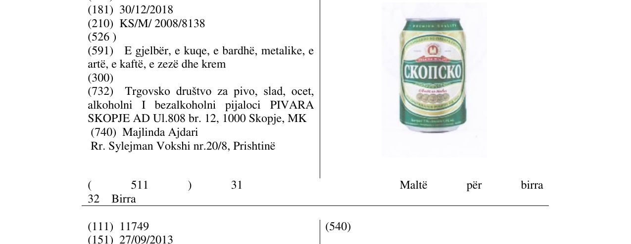Zëri i markës CKO¿CKO në buletin