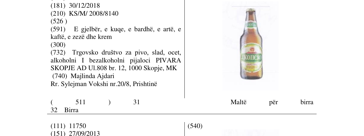 Zëri i markës CKO¿CKO në buletin