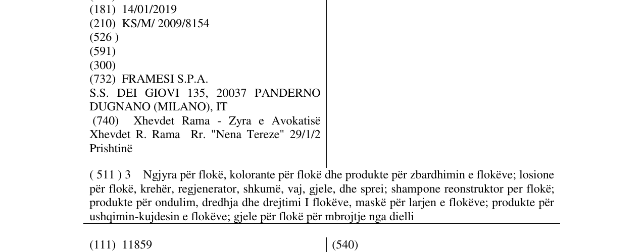 Zëri i markës FRAMCOLOR në buletin
