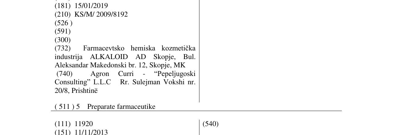 Zëri i markës ANALGIN në buletin