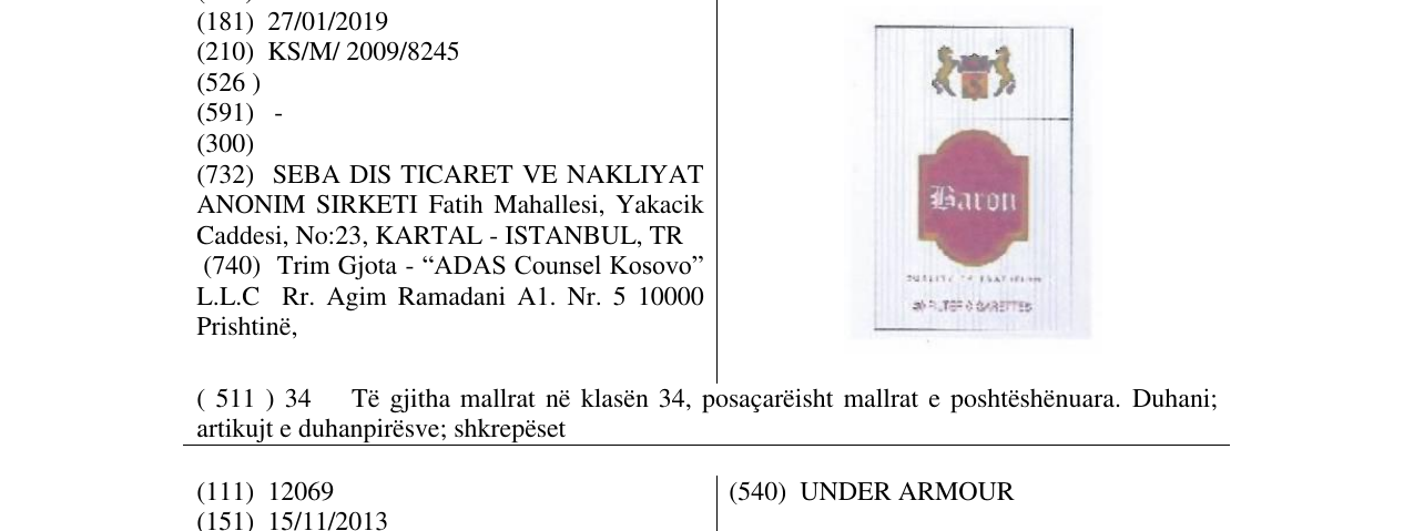 Zëri i markës BARON në buletin