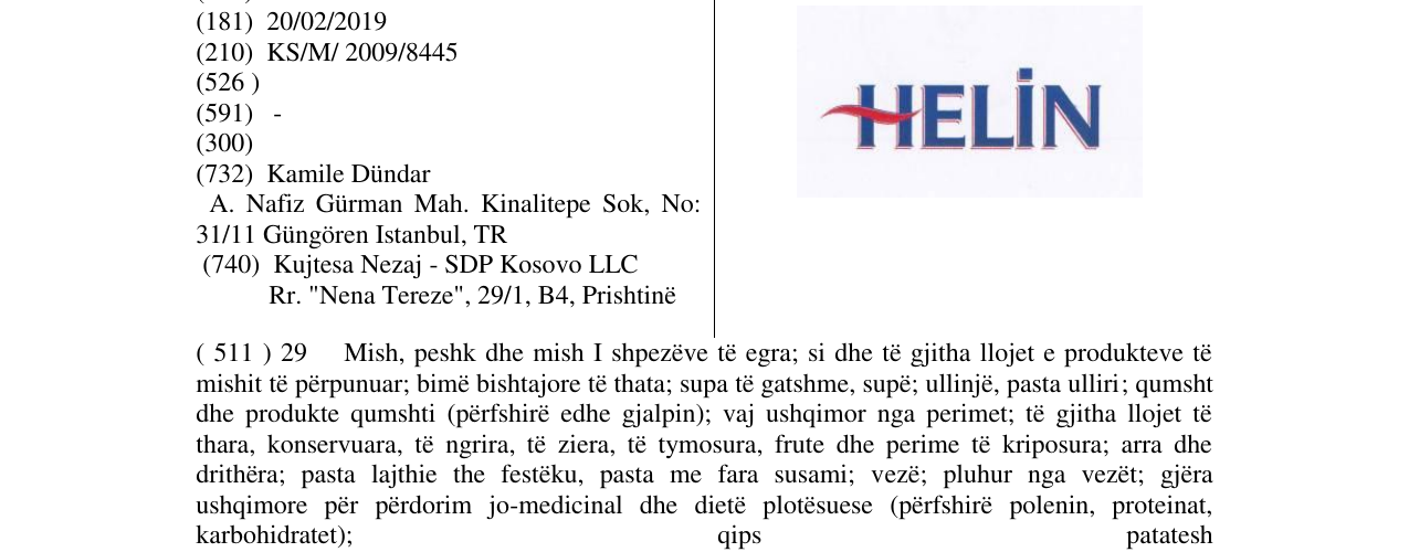 Zëri i markës HELIN në buletin