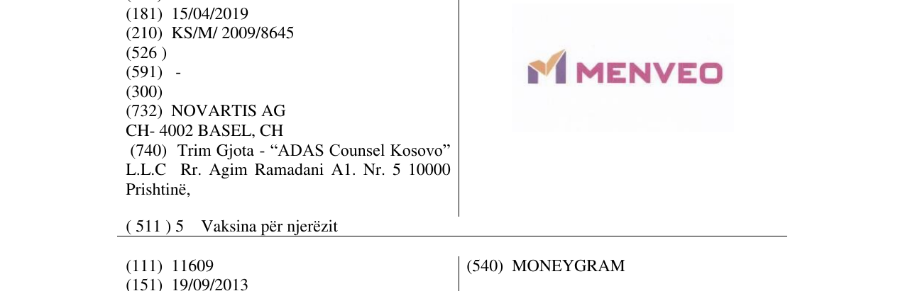 Zëri i markës MENVEO në buletin