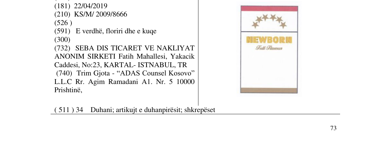 Zëri i markës NEW BORN në buletin