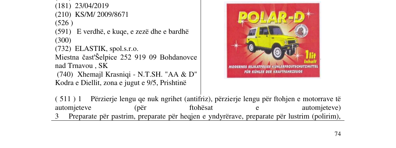 Zëri i markës POLAR-D në buletin