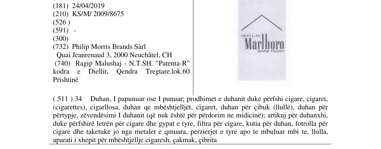 Zëri i markës Marlboro në buletin