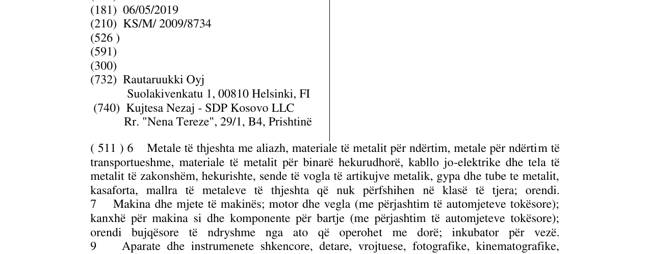 Zëri i markës RUUKKI në buletin