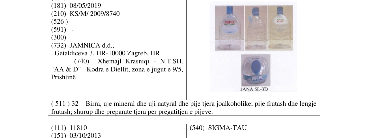 Zëri i markës JANA 5L-3D në buletin