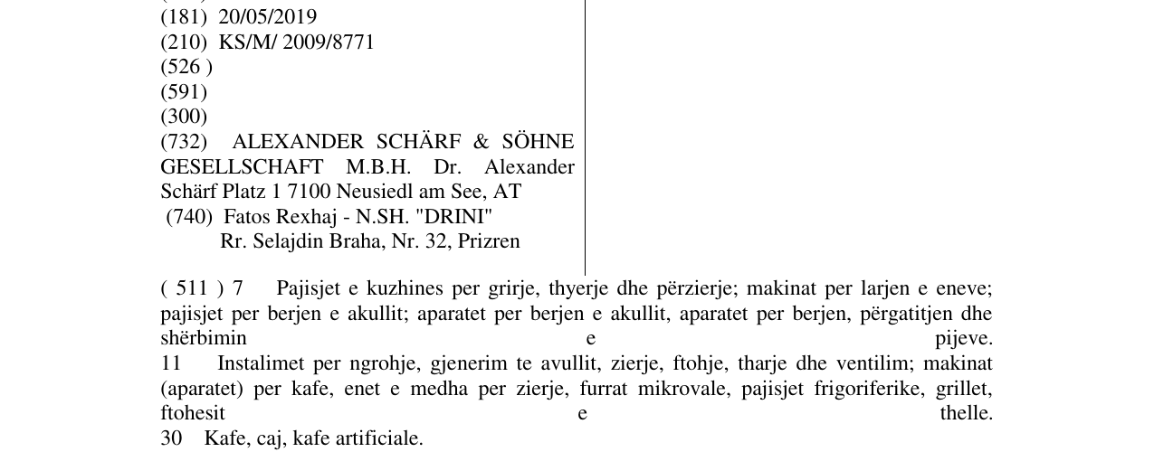 Zëri i markës SCHÄRF në buletin