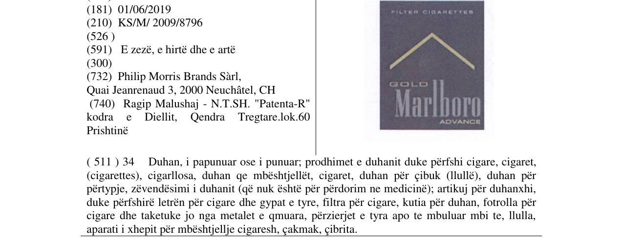 Zëri i markës Marlboro në buletin