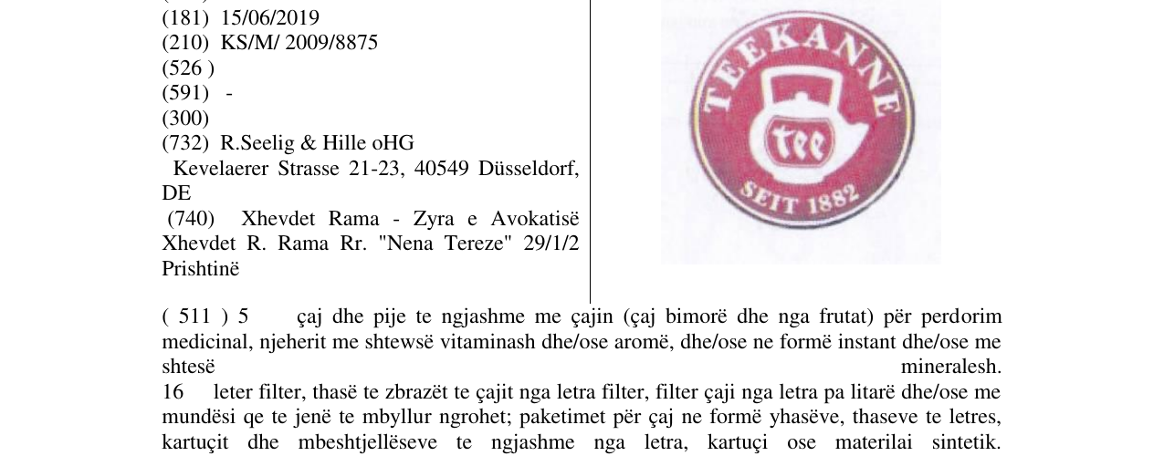 Zëri i markës TEEKANNE në buletin