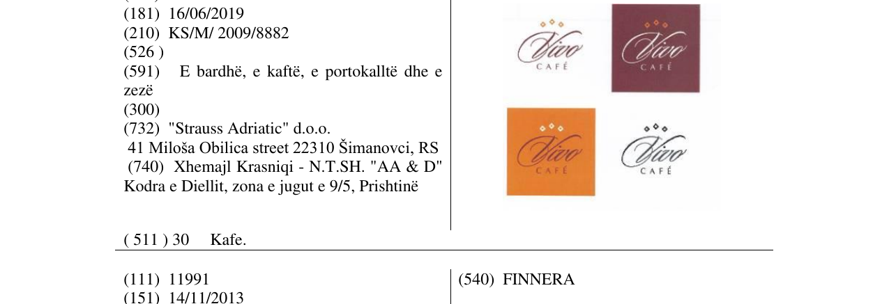 Zëri i markës VIVA CAFÉ në buletin