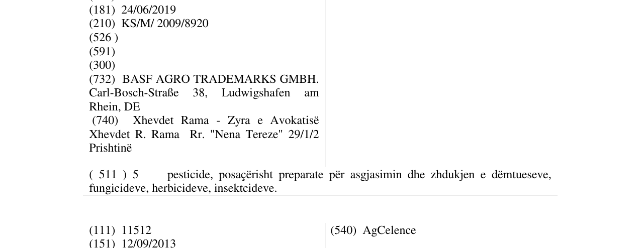 Zëri i markës REGENT në buletin