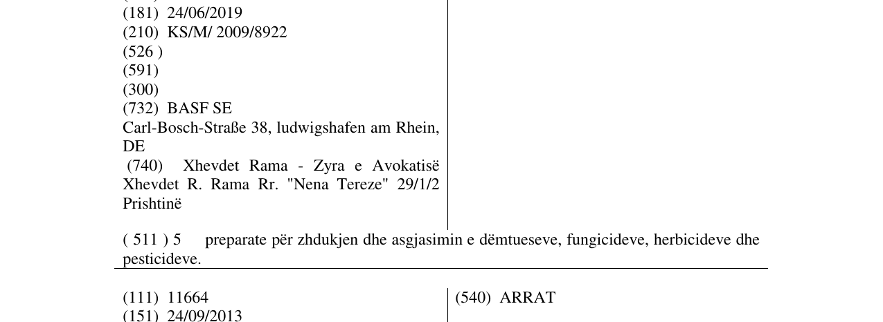 Zëri i markës BASAGRAN në buletin