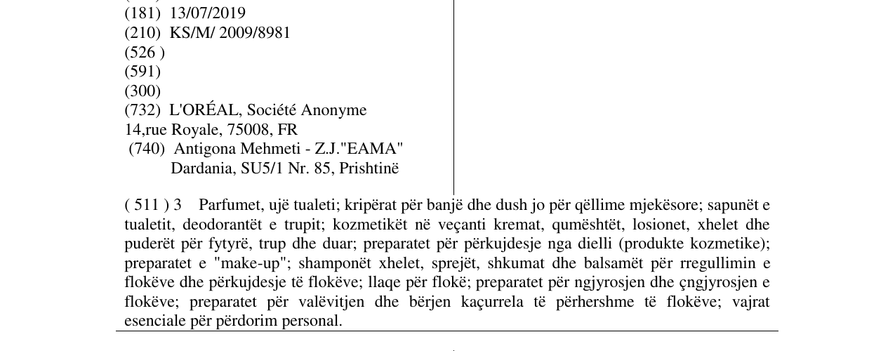 Zëri i markës AMINEXIL në buletin