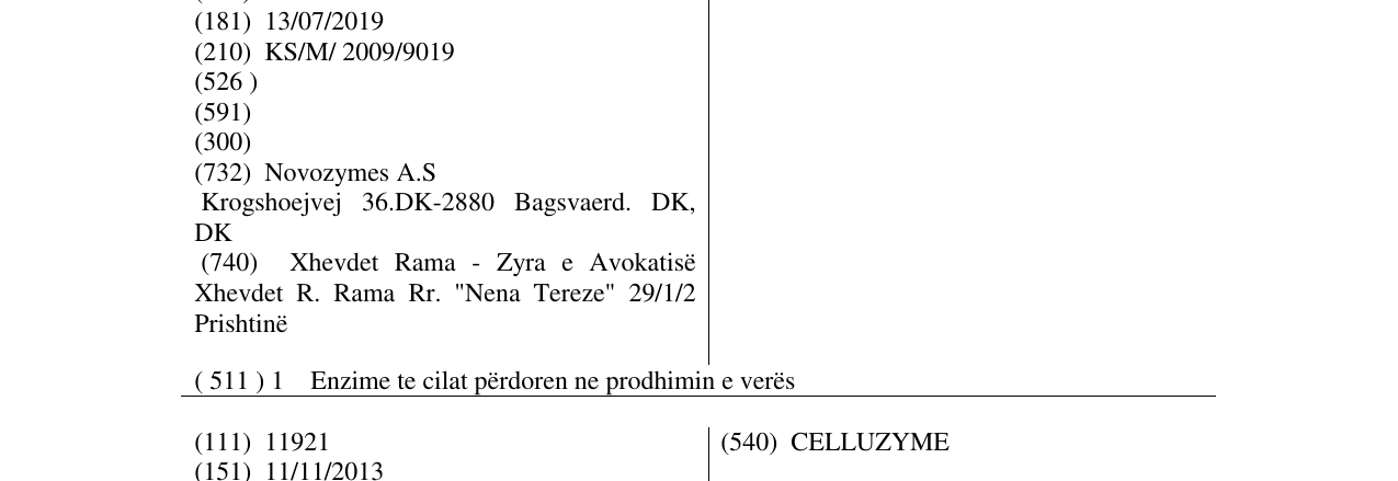 Zëri i markës VINOZYM në buletin