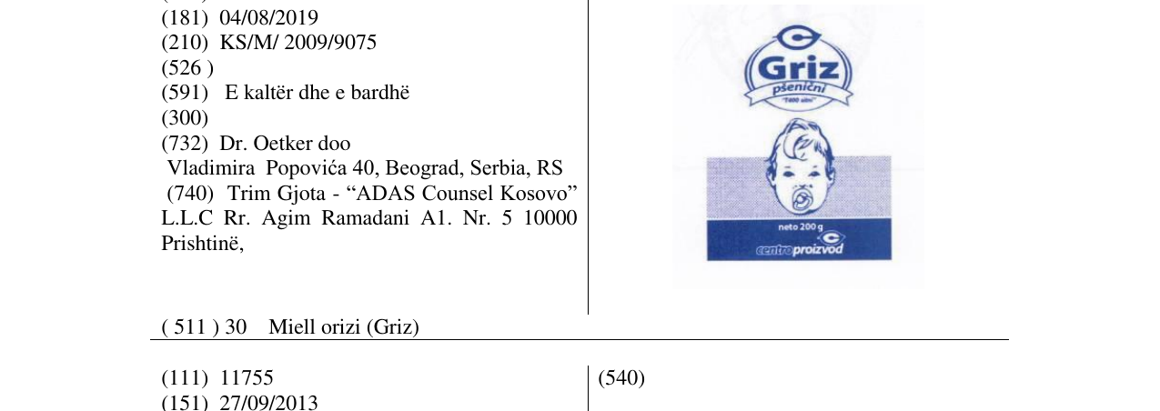Zëri i markës Griz në buletin