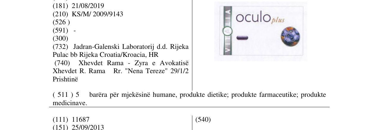 Zëri i markës oculo plus në buletin