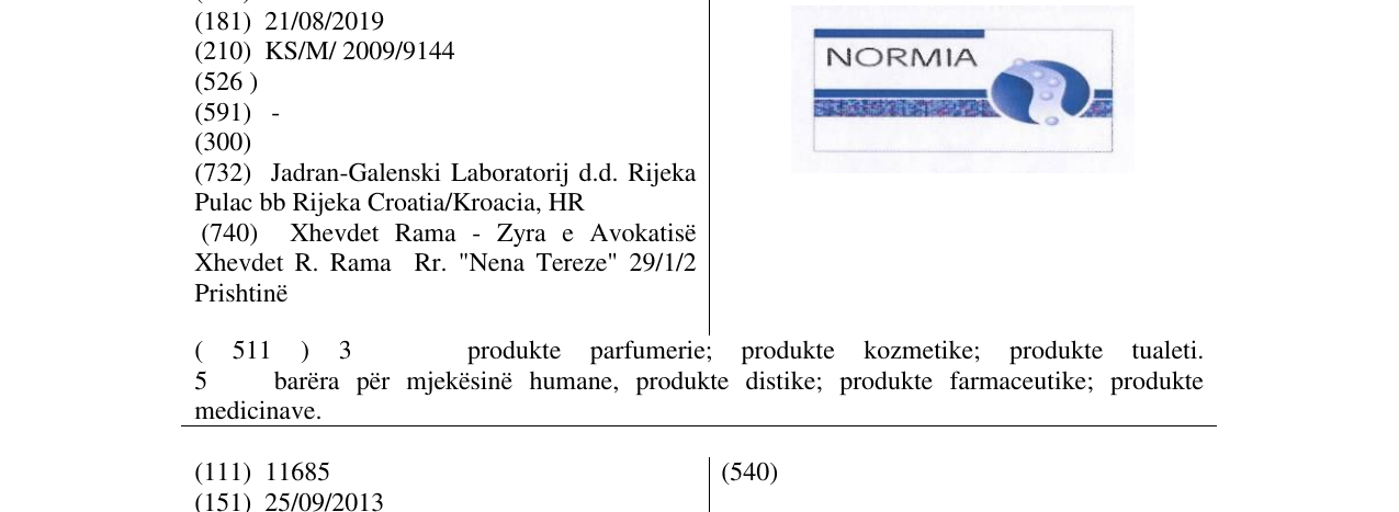 Zëri i markës NORMIA në buletin