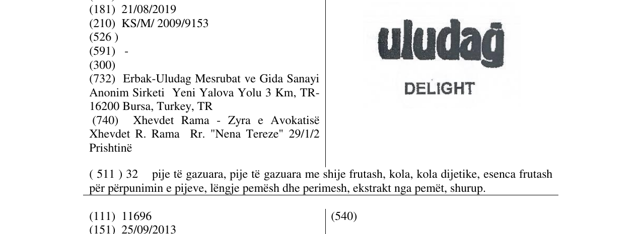 Zëri i markës uludag DELIGHT në buletin