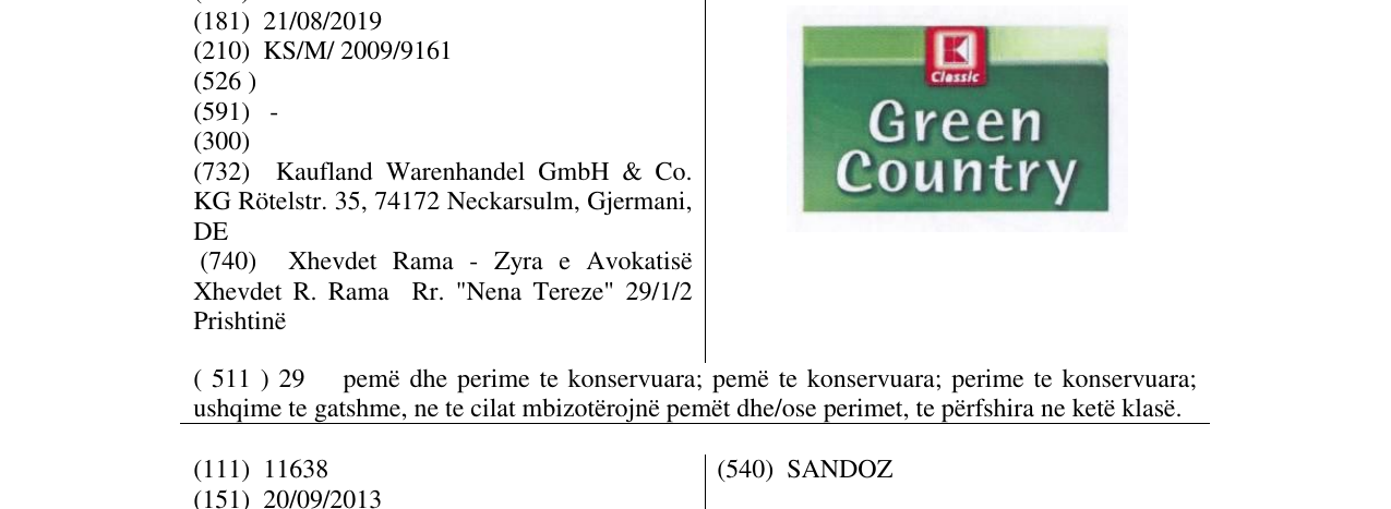 Zëri i markës Green Country në buletin