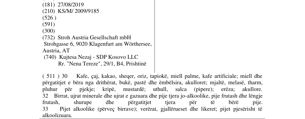 Zëri i markës STROH në buletin