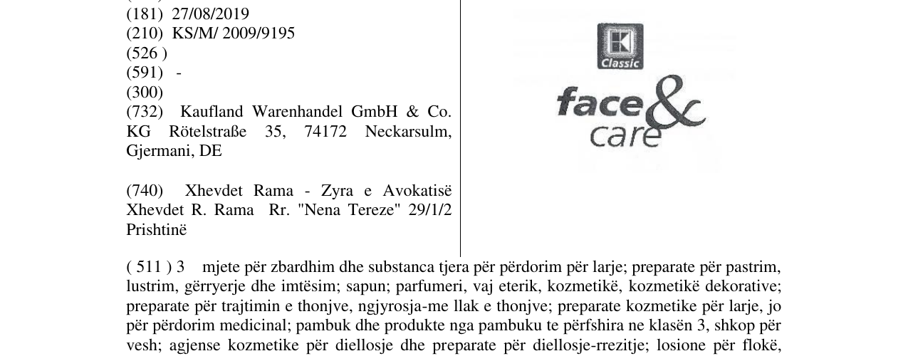 Zëri i markës face&care në buletin
