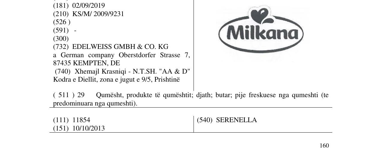 Zëri i markës Milkana në buletin
