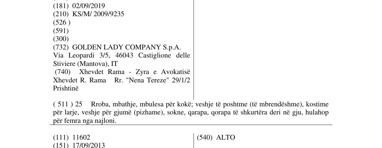 Zëri i markës SALTALLEGRO në buletin