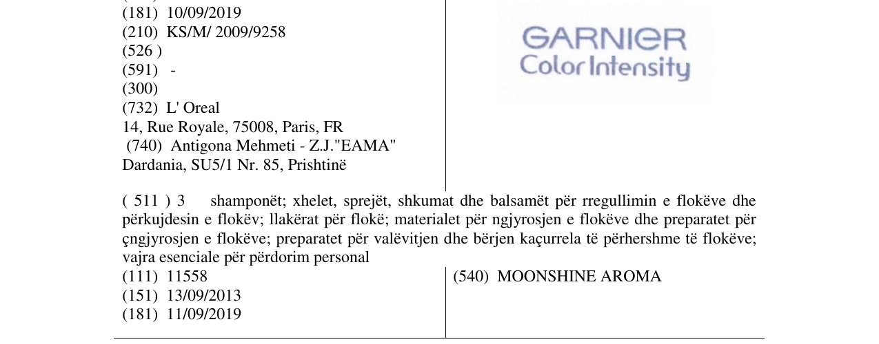 Zëri i markës GARNIER Color Intensity në buletin