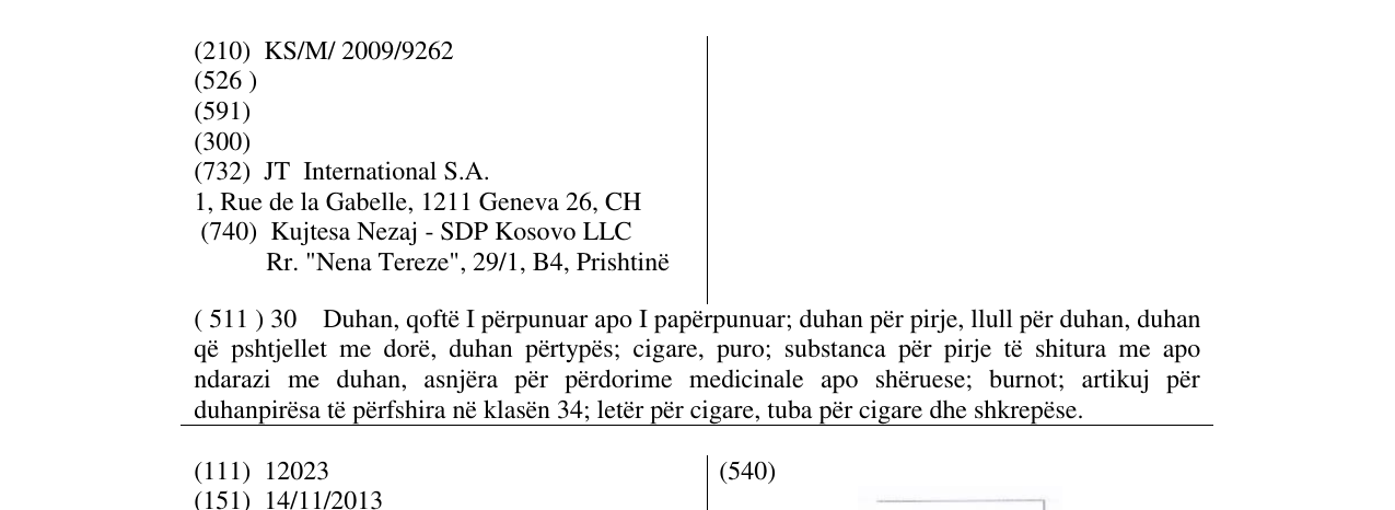 Zëri i markës MOONSHINE AROMA në buletin