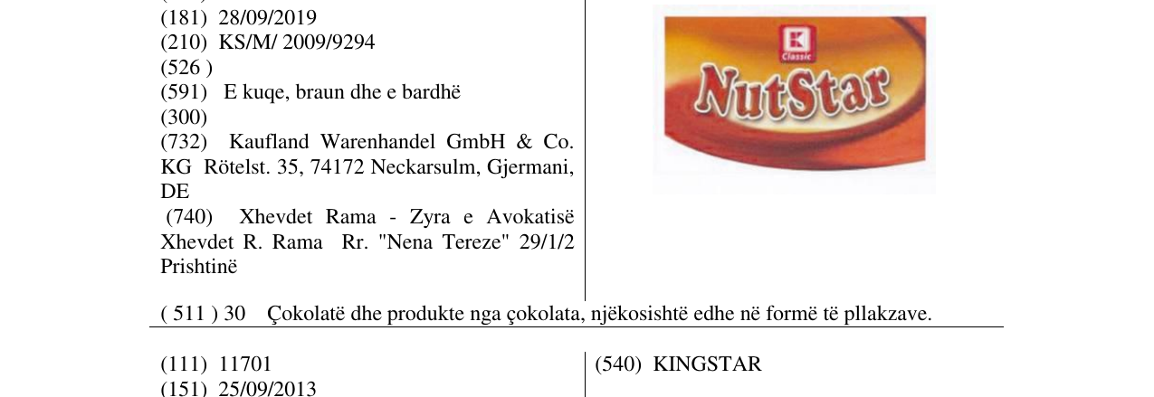 Zëri i markës NutStar në buletin