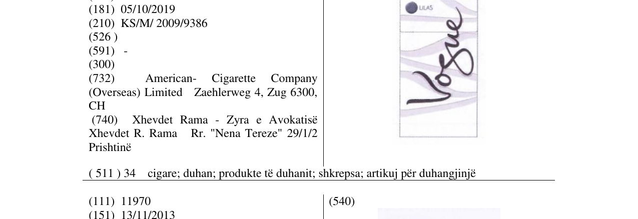 Zëri i markës Vogue në buletin