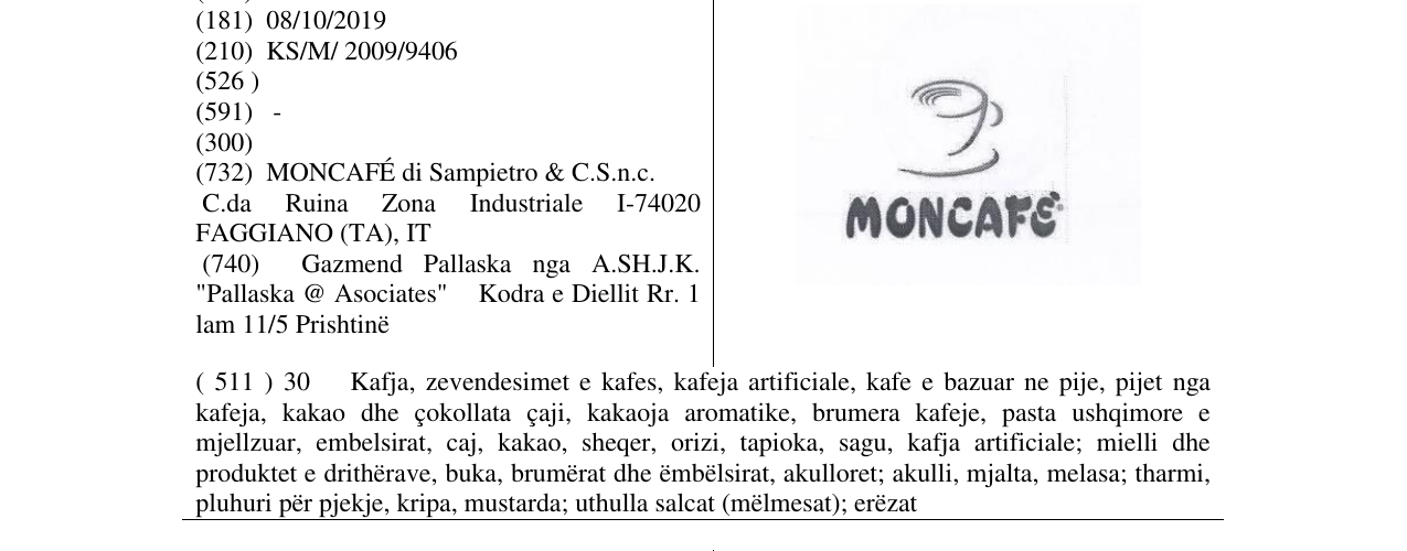 Zëri i markës MONCAFÉ në buletin