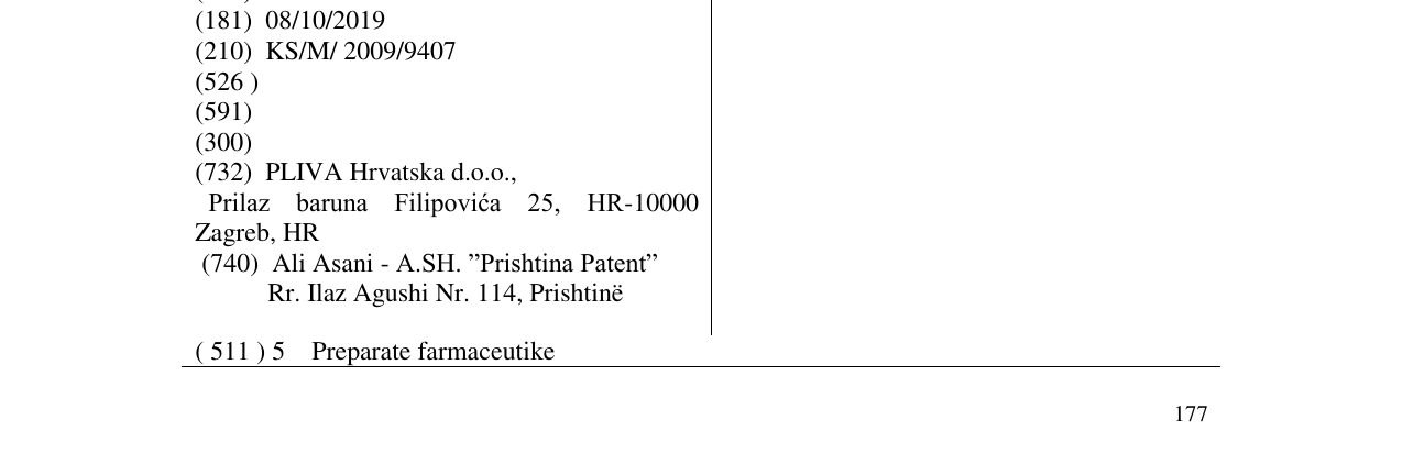 The entry of the trademark SYNOPEN in the bulletin