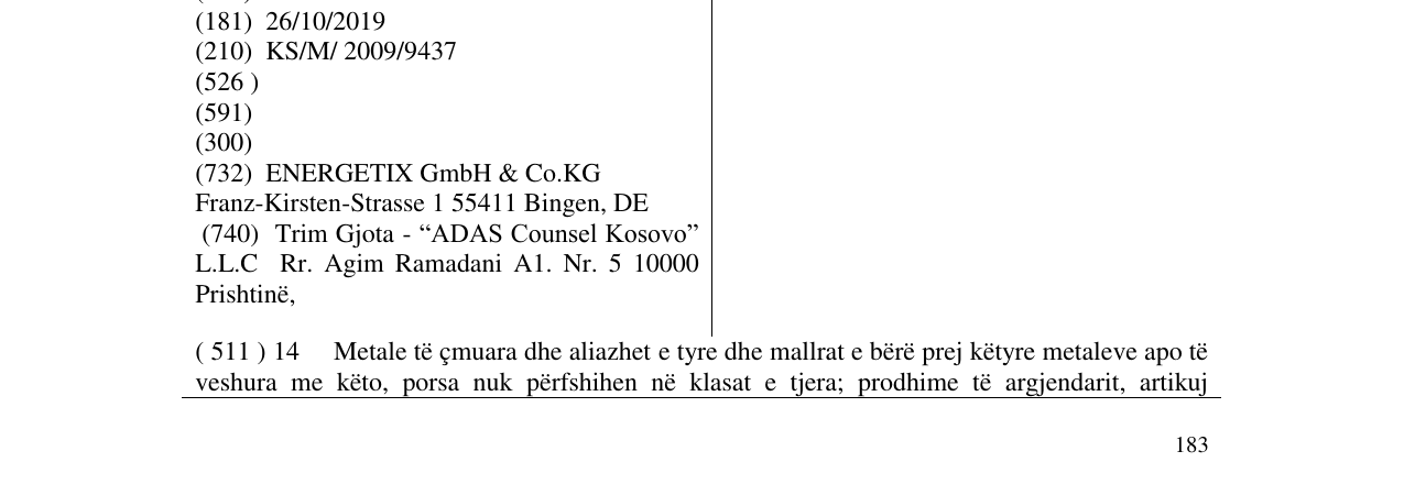 Zëri i markës EX në buletin