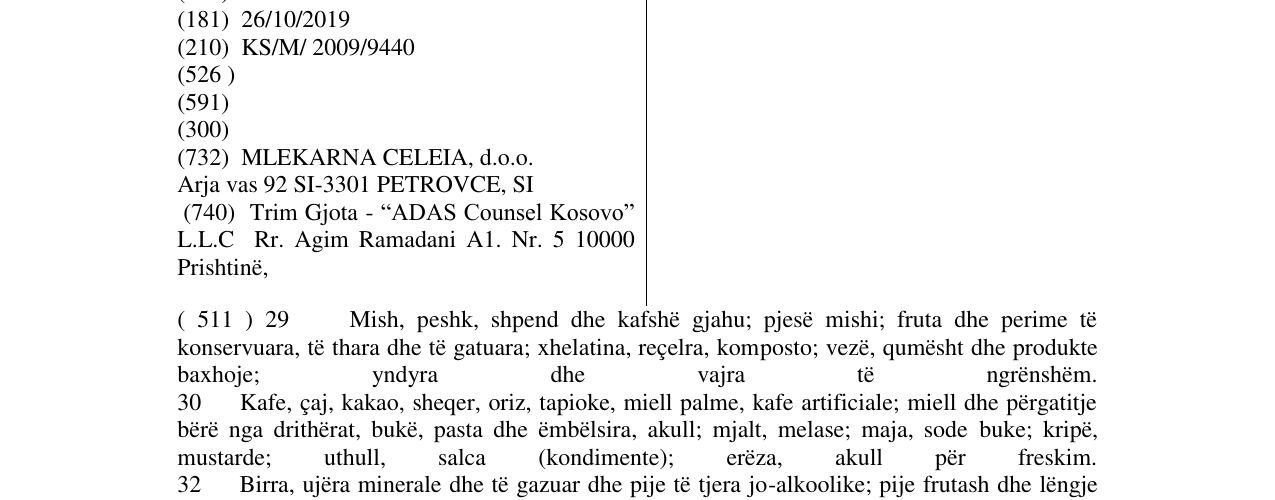 Zëri i markës MILERAM në buletin