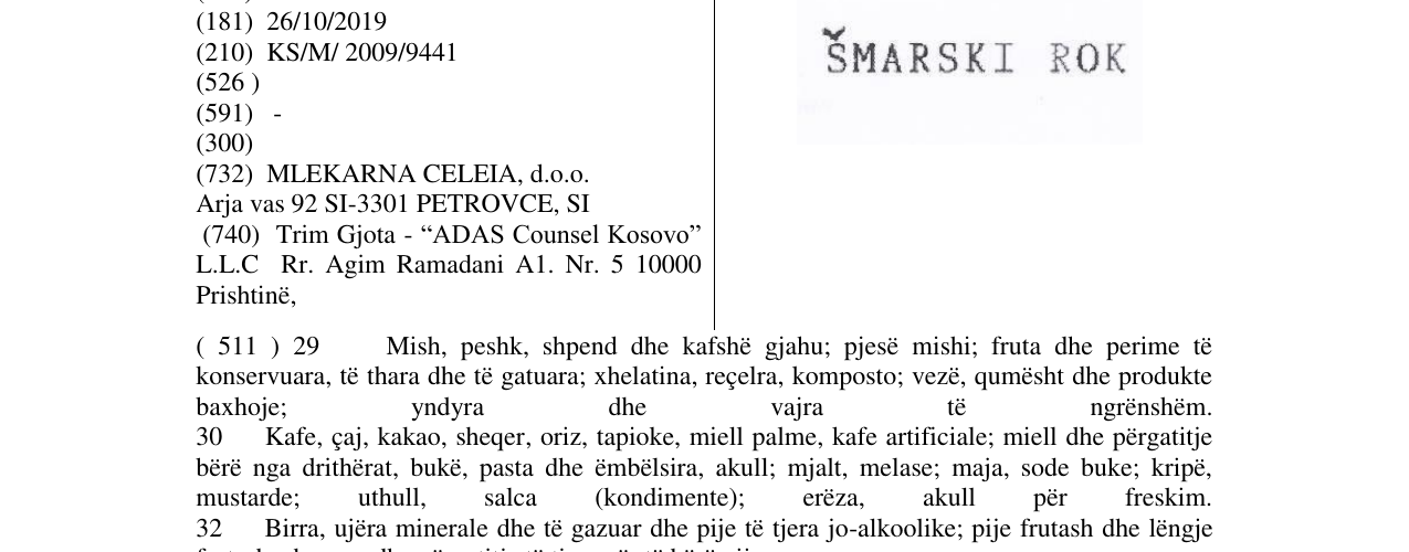 Zëri i markës ŠMARSKI ROK në buletin