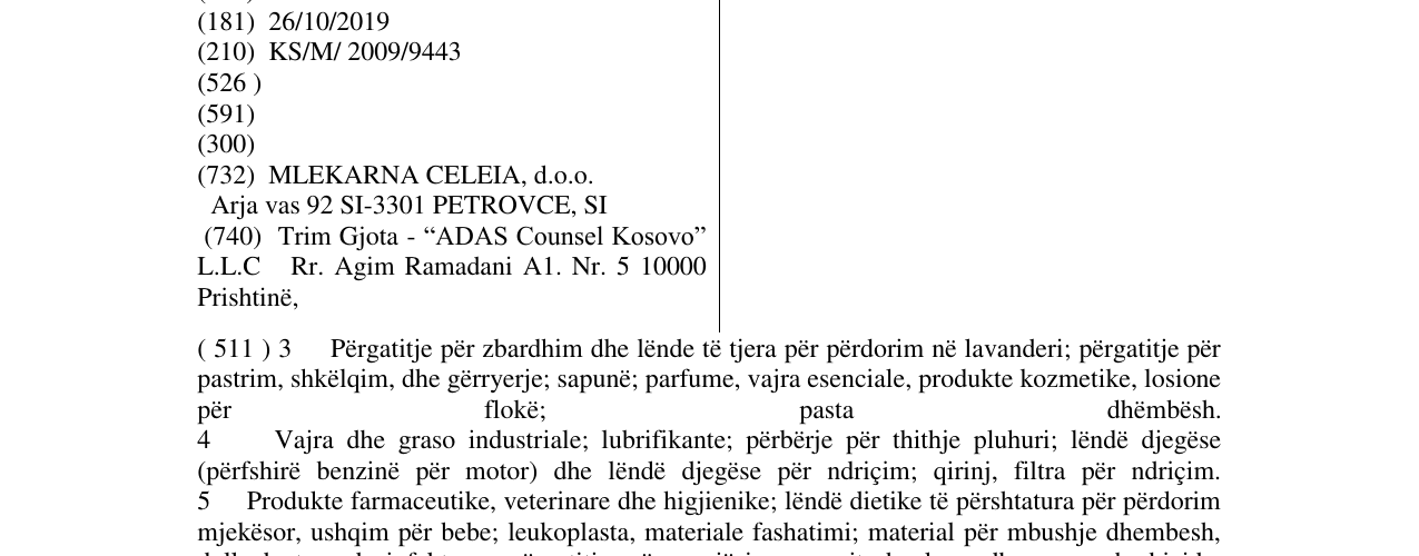 Zëri i markës ZELENE DOLINE në buletin