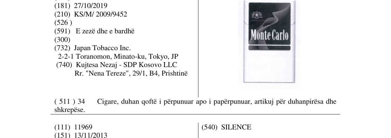 Zëri i markës Monte Carlo në buletin