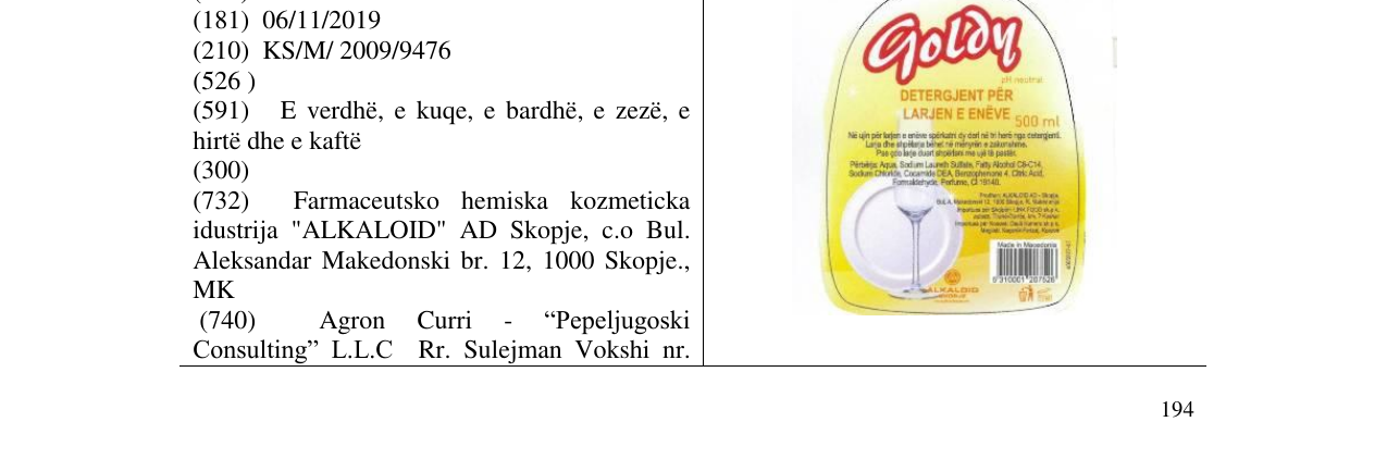 Zëri i markës Goldy në buletin