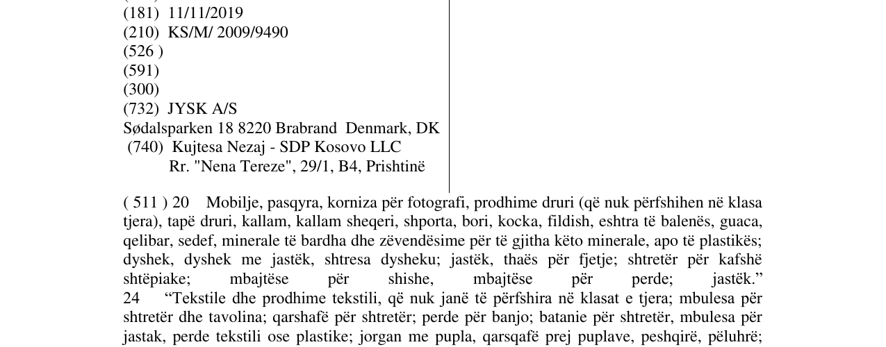 Zëri i markës JYSK në buletin